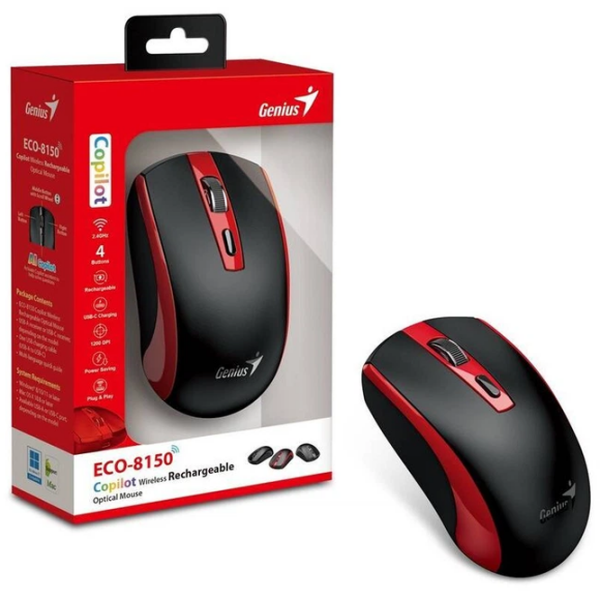 Мышь Genius ECO-8150 Красный Беспроводные, 1200 dpi photo 2