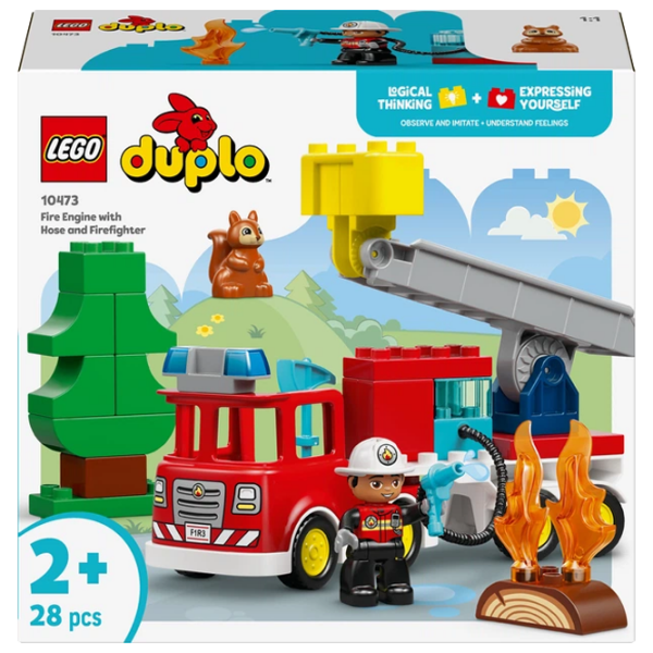 Конструктор LEGO Fire Engine with House and Firefighter Красный Количество деталей 28, 2+