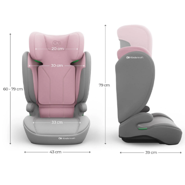 Детское автокресло KinderKraft I-Spark 2 Plus i-Size KCISPA02PNKPL00 Розовый 3 года - 12 лет, 36 кг photo 3
