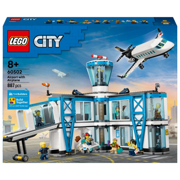 Constructor LEGO Airport with Airplane Blue Numărul de piese 887, 8+