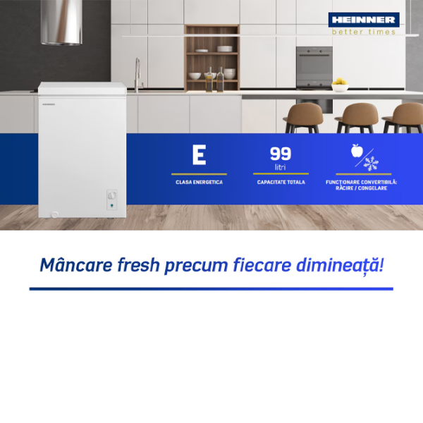 Морозильный ларь Heinner HCF-M99INVCE++ Белый 99л, E, Механическое photo 4
