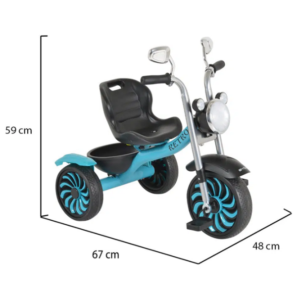 Triciclu Moni Retro Blue  Metal / Pentru copii photo 6