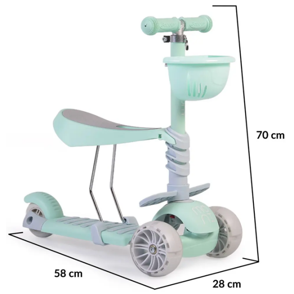 Детский трёхколёсный самокат Moni Bubblegum (MT.104807) Зеленый 3 года, 40 кг, Полиуретановые photo 8