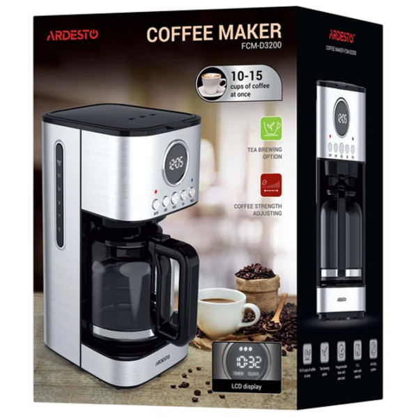 Aparat de cafea Ardesto FCM-D3200 Inox 900 W, 1.5 l, Bloc termic photo 8
