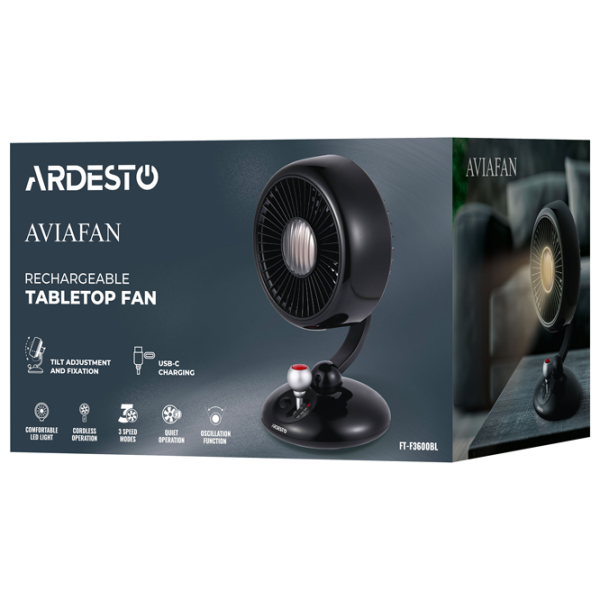 Вентилятор Ardesto FT-F3600BL Черный , Механическое, Количество скоростей: 3 photo 8