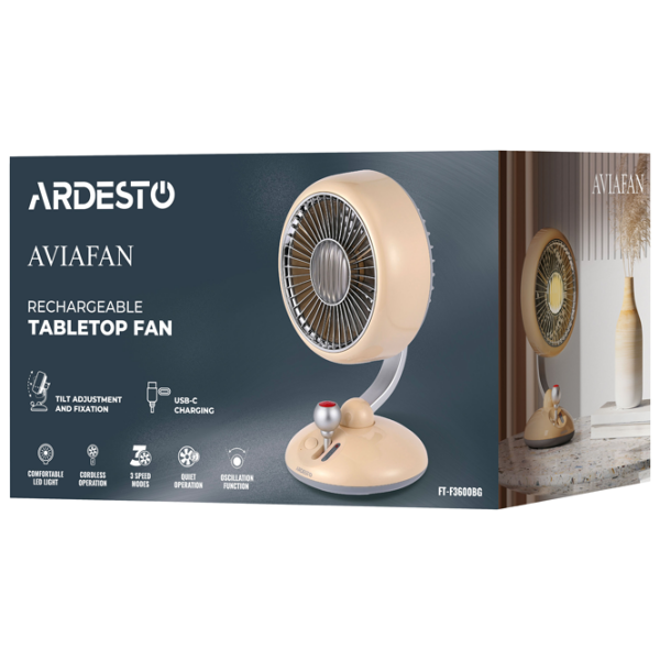Вентилятор Ardesto FT-F3600BG Бежевый , Механическое, Количество скоростей: 3 photo 8