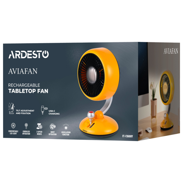 Вентилятор Ardesto FT-F3600Y Желтый , Механическое, Количество скоростей: 3 photo 8