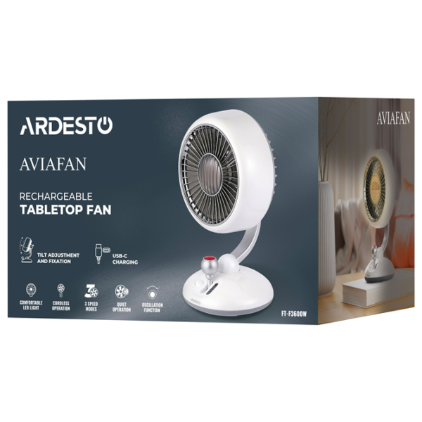 Вентилятор Ardesto FT-F3600W Белый , Механическое, Количество скоростей: 3 photo 8