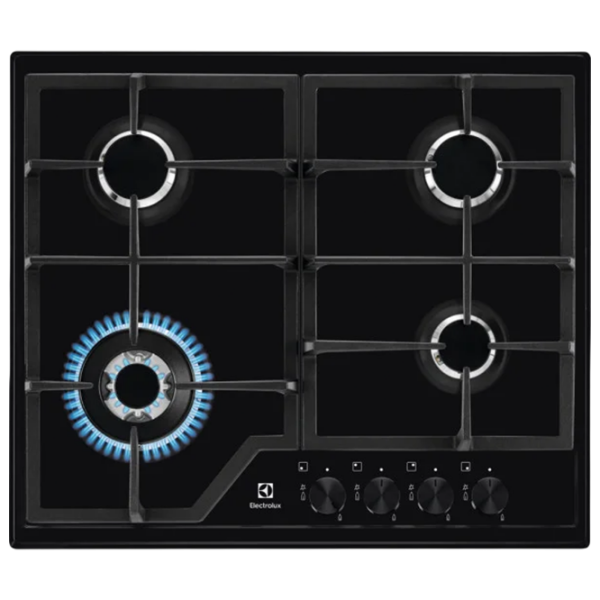 Газовая варочная панель Electrolux KGS6436K Черный Эмалированная сталь, Решетка: Чугунная photo 1