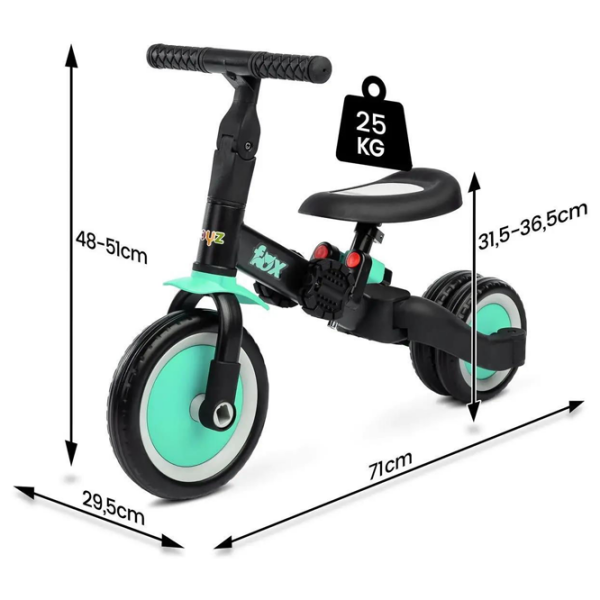 Triciclu Toyz Fox Turquoise  Metal / Pentru copii photo 8