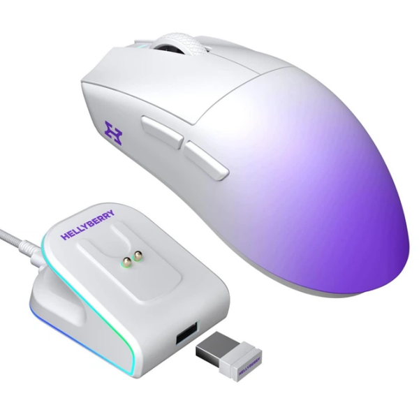Mouse Hator Hellyberry HM47 PRO White Purple Fără fir / 26000 dpi photo 3