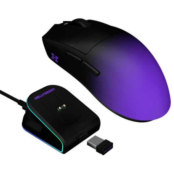Mouse Hator Hellyberry HM47 PRO Black Purple Fără fir / 26000 dpi photo 2