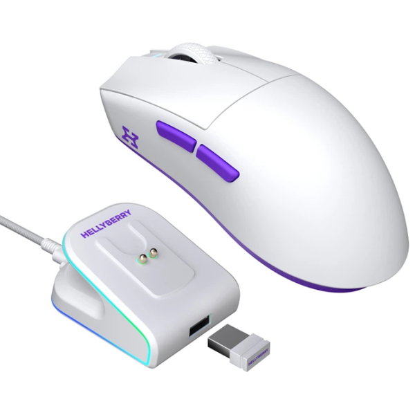 Mouse Hator Hellyberry HM47 White Purple Fără fir / 12000 dpi photo 2