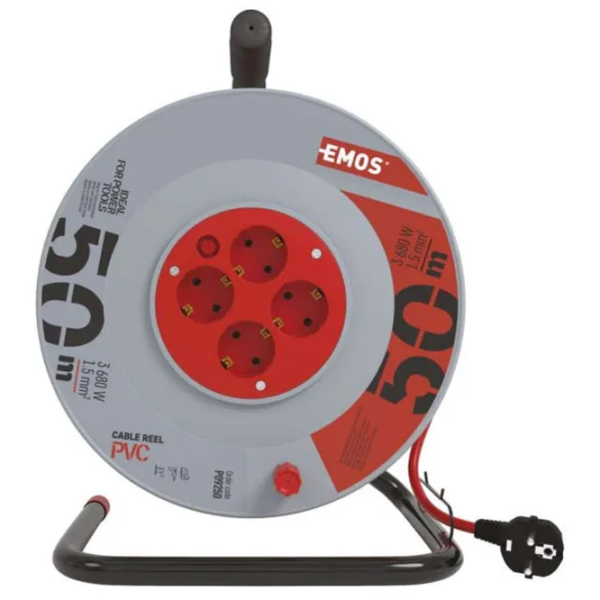 Prelungitor pe tambur EMOS P09250 50 m Red  photo 2