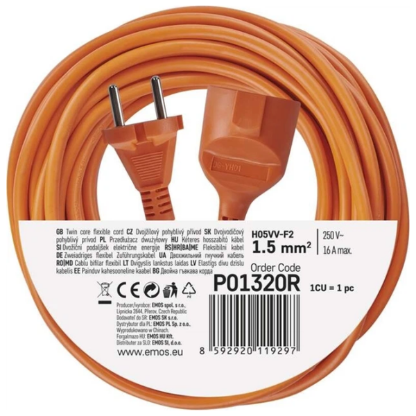 Prelungitor EMOS P01320R 20 m Orange  photo 4