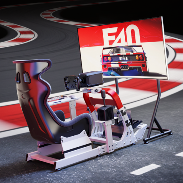 Scaun Gaming LUMI Racing Simulator Cockpit LRS18-BS01 White Red  photo 3