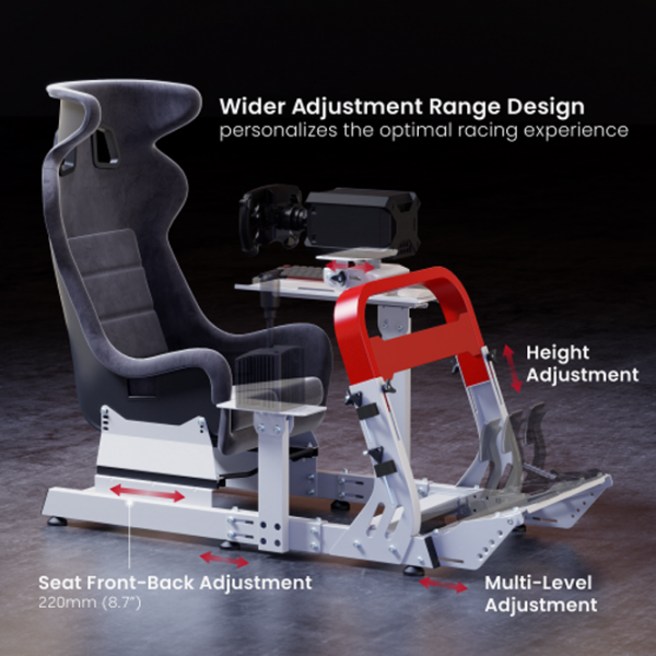 Scaun Gaming LUMI Racing Simulator Cockpit LRS18-BS01 White Red  photo 4