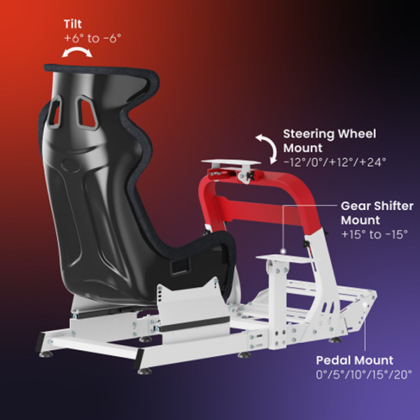 Scaun Gaming LUMI Racing Simulator Cockpit LRS18-BS01 White Red  photo 5