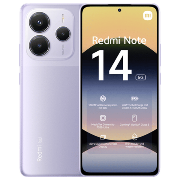 Xiaomi Redmi Note 14 5G 256 ГБ Пурпурный Lavender 6.67" | 108 Мп | 8 ГБ | Dual SIM photo 1