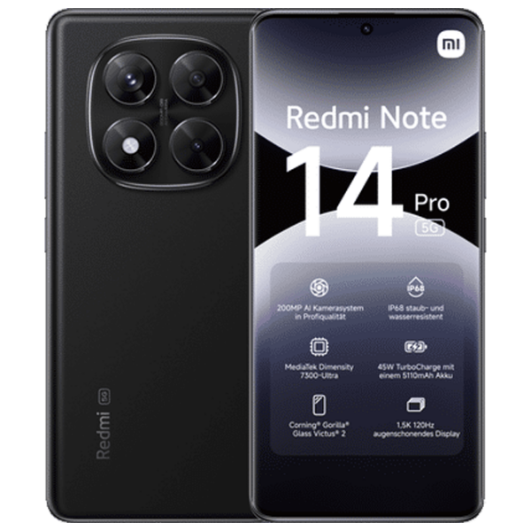 Xiaomi Redmi Note 14 Pro 5G 512 GB Black Midnight 6.67" | 200 MP | 12 GB | Dual SIM photo 1
