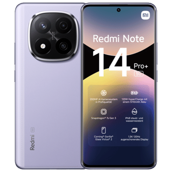 Xiaomi Redmi Note 14 Pro+ 5G 512 GB Purple Lavender 6.67" | 200 MP | 12 GB | Dual SIM photo 1