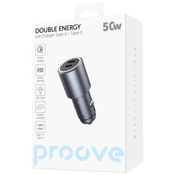 Încărcător auto Proove Double Energy (50 W) Gray 3 A / Gray photo 5