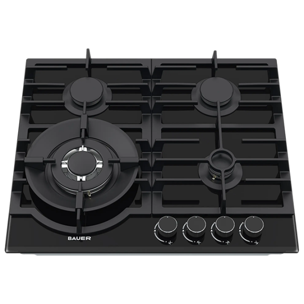 Plită încorporabilă pe gaz Bauer GH-604BG07 Black Sticlă călită, Gratare: Fontă photo 2