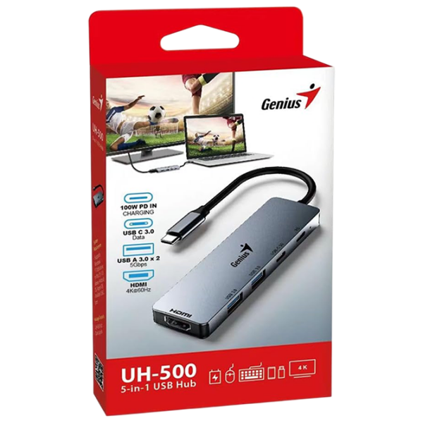 Адаптер Genius UH-500 Серый USB Type-C photo 2