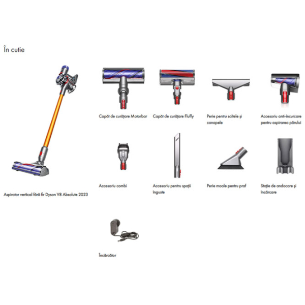 Вертикальный пылесос Dyson V8 Absolute Золото 425 Вт | Сухая | Контейнер | 0.54 л photo 2