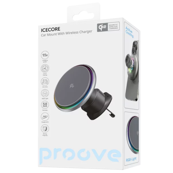 Încărcător auto Proove Wireless Icecore Qi2 (15 W) Gray  / Gray photo 2