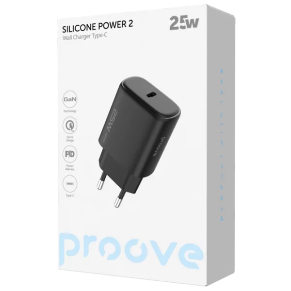 Сетевое зарядное устройство Proove Silicone Power 2 (25 Вт) Черный 3 A / Черный photo 3