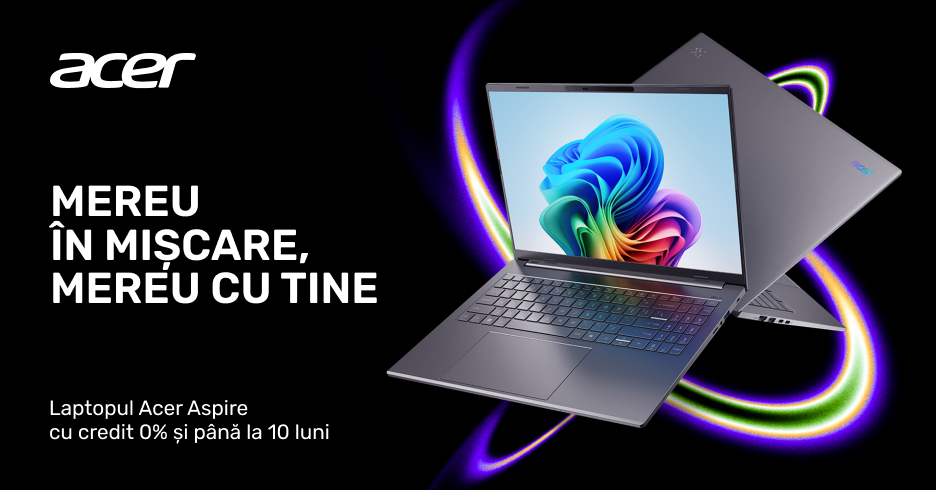 Laptopul Acer Aspire cu credit 0% și până la 10 luni