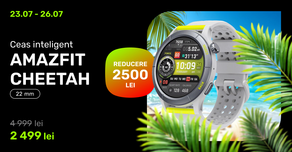 Ceas inteligent Amazfit Cheetah Round Black reducere 2 500 lei