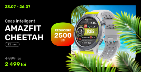 Ceas inteligent Amazfit Cheetah Round Black reducere 2 500 lei