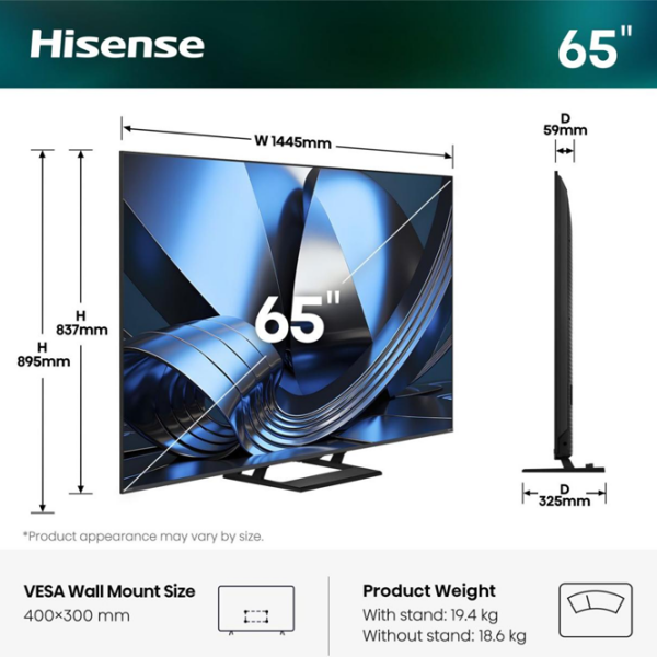 Телевизор Hisense 65U7SE Smart TV 4K Черный 65" | DLED | 4K photo 2
