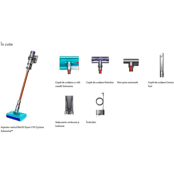 Вертикальный пылесос Dyson V10 Cyclone Submarine Синий 525 Вт | Влажная | Контейнер | 0.76 л photo 2