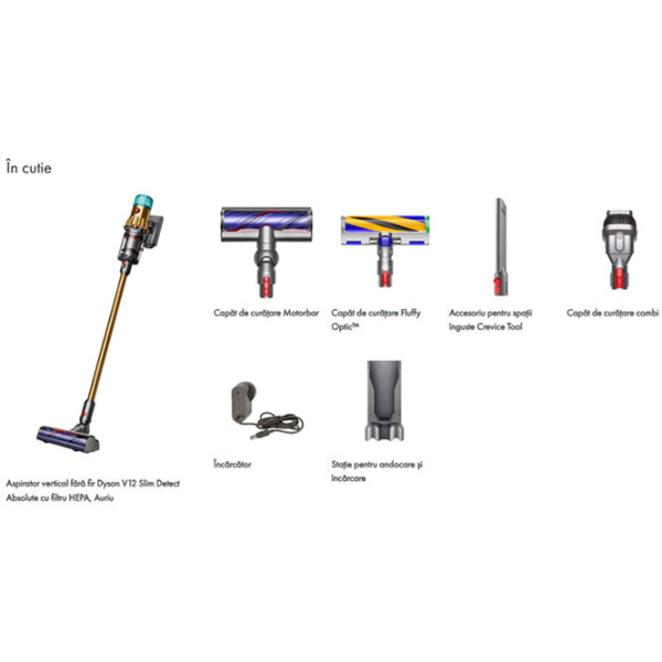 Aspirator vertical Dyson V12 Detect Slim Absolute Gold 545 W | Uscată | Container | 0.35 l photo 2