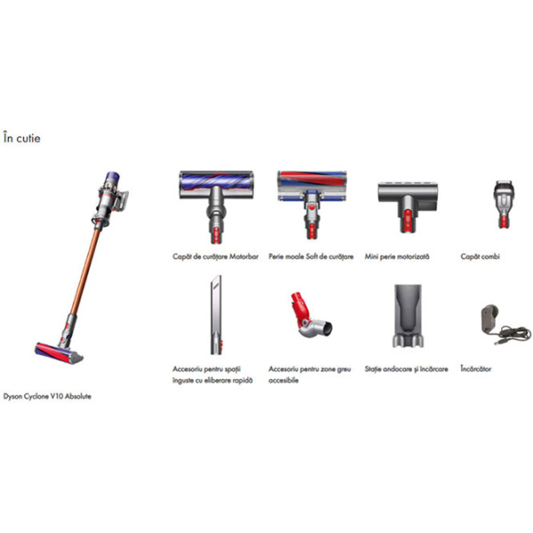 Aspirator vertical Dyson V10 Absolute Gold 525 W | Uscată | Container | 0.76 l photo 2