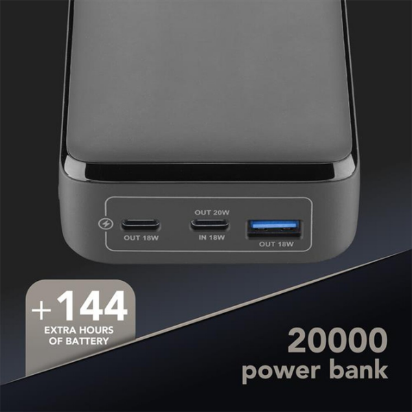 Power Bank 20000 mAh Cellularline Essence Promo (20 W) Black  photo 4
