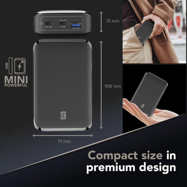 Power Bank 20000 mAh Cellularline Essence Promo (20 W) Black  photo 6