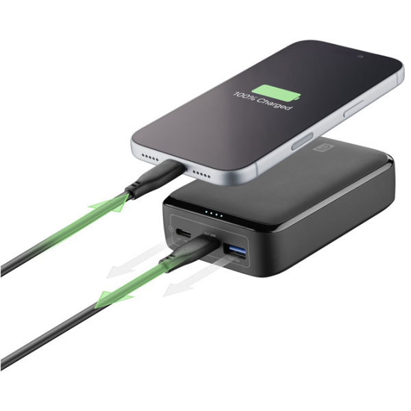 Power Bank 10000 mAh Cellularline Essence Promo (20 W) Black  photo 2