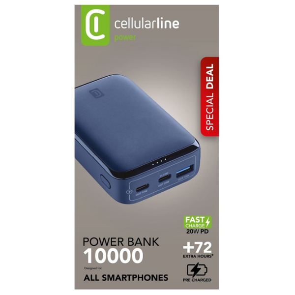 Power Bank 10000 mAh Cellularline Essence Promo (20 W) Blue  photo 3