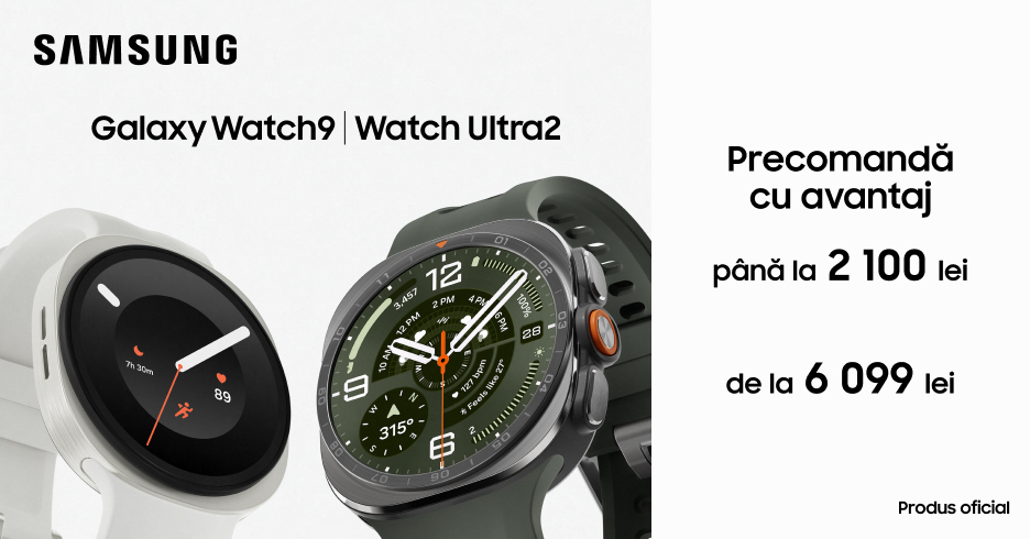 Alege unul dintre cele mai noi modele: Galaxy Watch 9 sau Galaxy Watch Ultra 2 și precomandă de la 6 099 lei