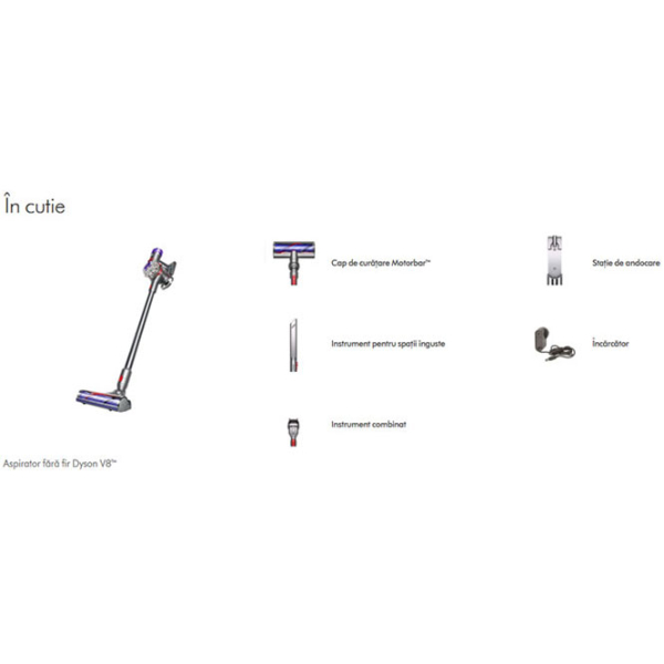 Aspirator vertical Dyson V8 Advanced Silver 425 W | Uscată | Container | 0.54 l photo 2