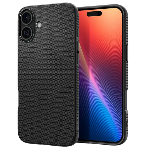 Чехол для смартфона Apple iPhone 16 (Liquid Air) Черный Матовый черный Spigen, ТПУ, Back