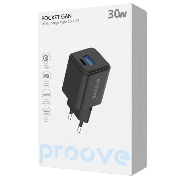 Încărcător de rețea Proove Pocket Gan (30 W) Black 3 A / Black photo 5