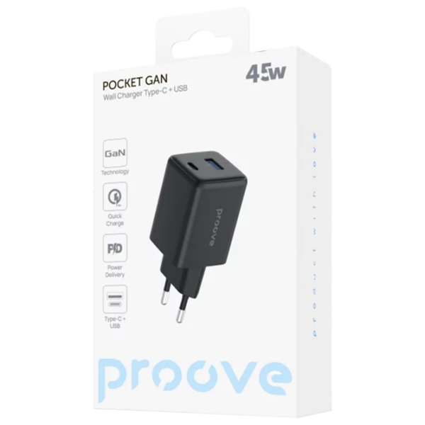 Încărcător de rețea Proove Pocket Gan (45 W) Black 3 A / Black photo 5