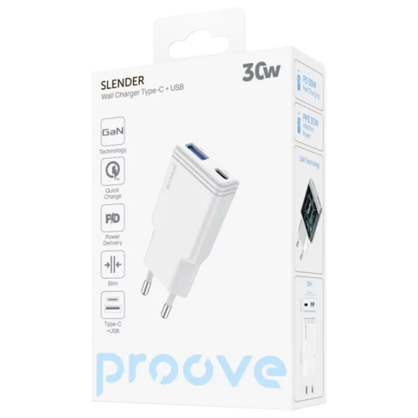Încărcător de rețea Proove Slender (30 W) White 3 A / White photo 3