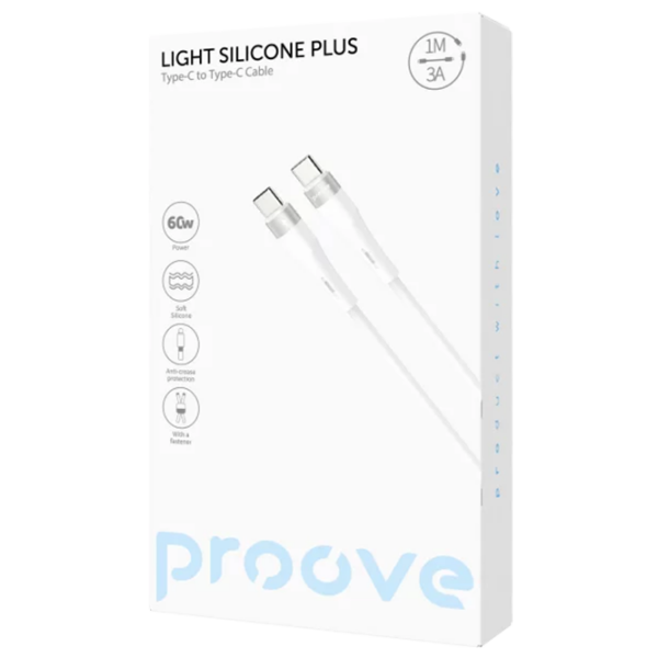Кабель для телефона Proove Light Silicone Plus USB Type-C / USB Type-C Белый  photo 2