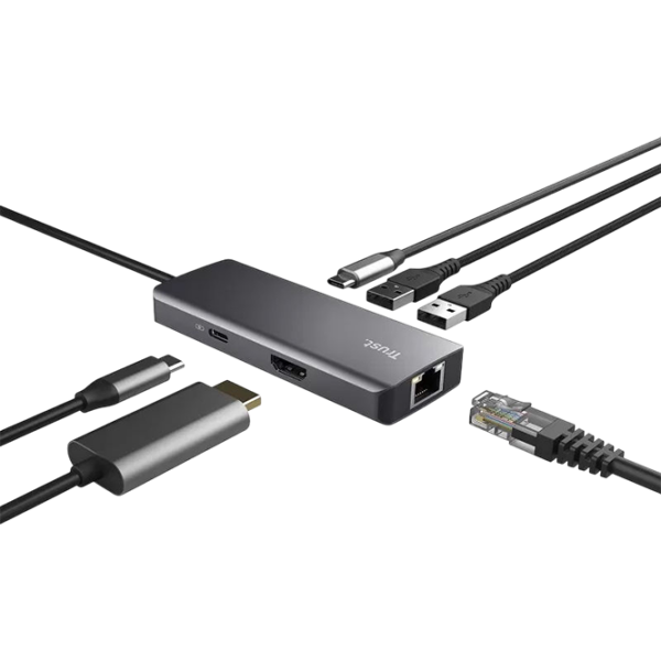 Adaptor Trust Dalyx 6-in-1 Silver USB Type-C photo 3